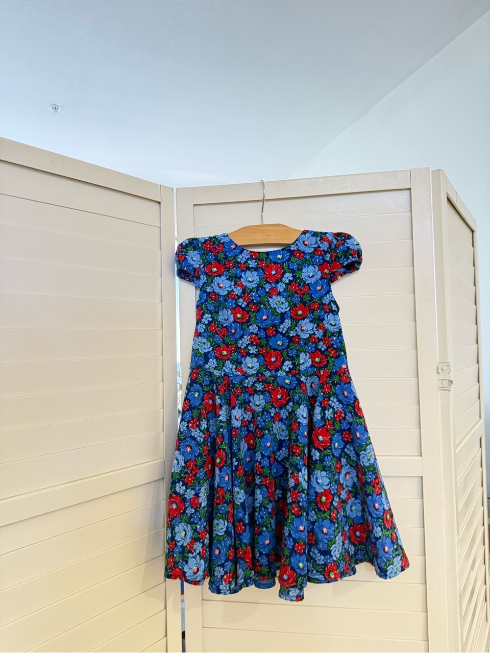 Girls Polo Ralph Lauren Blue Floral Puff-Sleeve Dress 4/4T